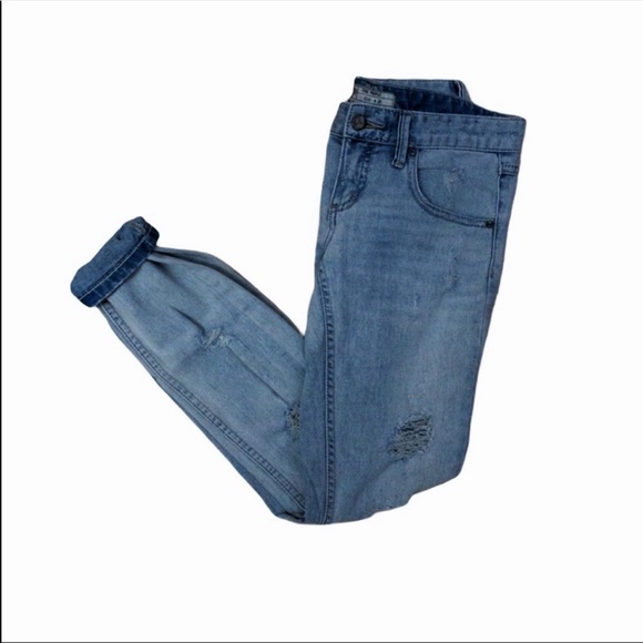 Free People Distressed Skinny Jeans Button Fly Low Rise Size 25 - Picture 5 of 6
